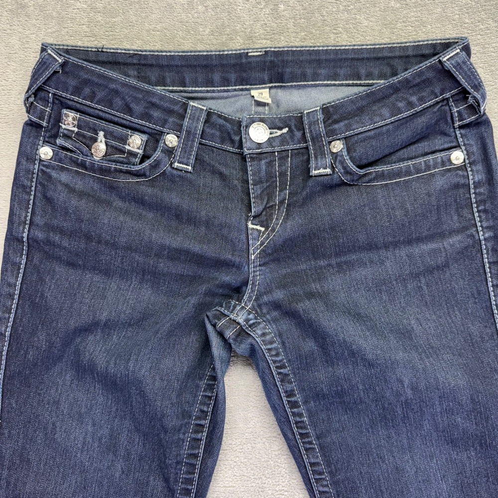 True Religion Womens Skinny Jeans Rhinestone‎ Back Pockets Dark Wash Size 29 - Picture 5 of 11